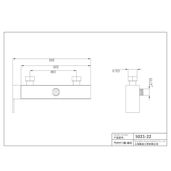 5021-22	brass faucet single lever hot/cold water wall-mounted shower mixer