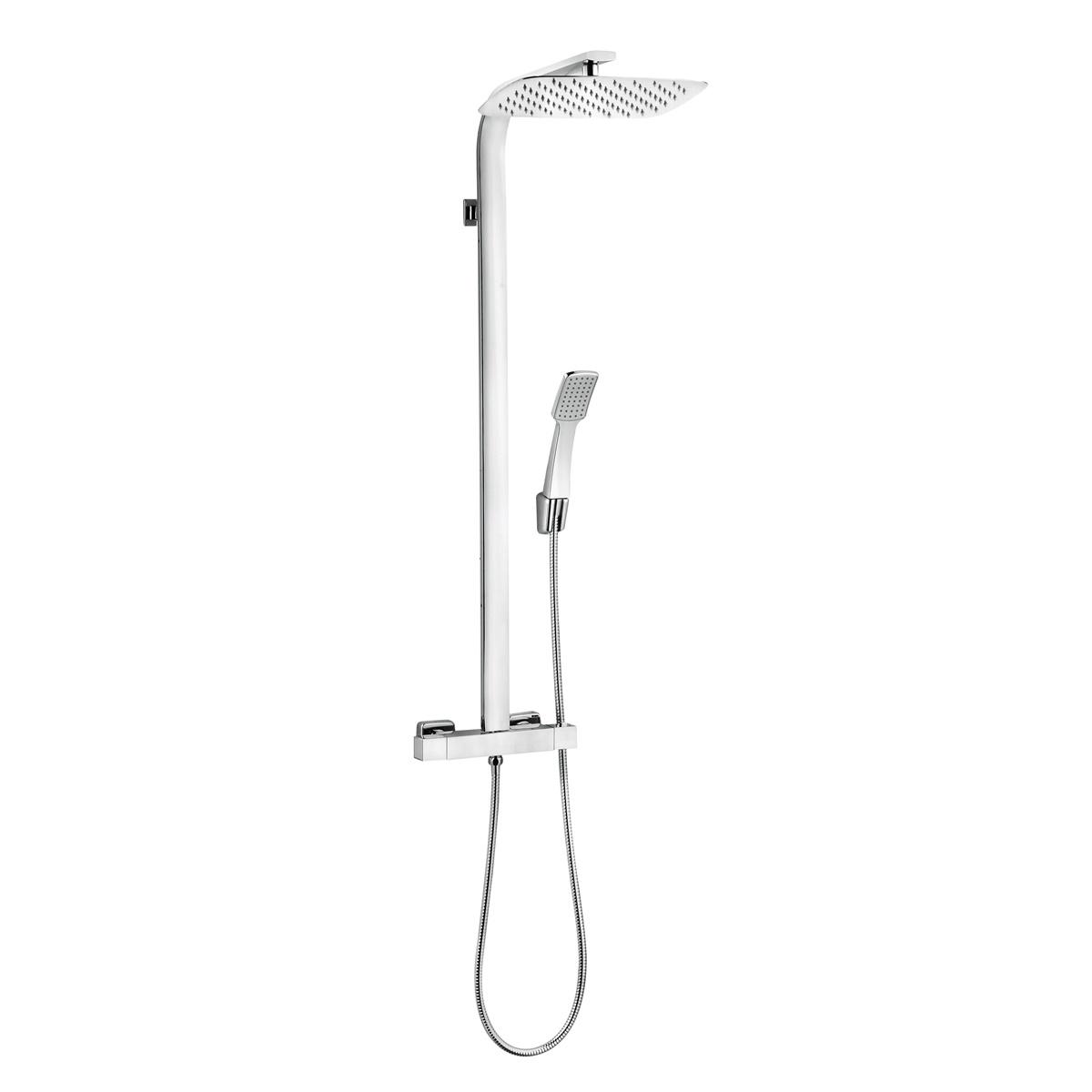 YS34149 Colonne de douche carrée, colonne de douche pluie avec robinet thermostatique, réglable en hauteur;