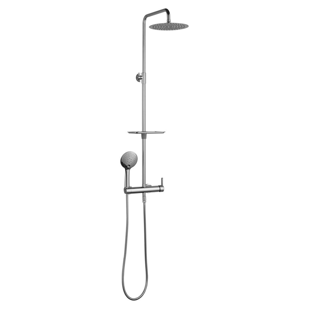 YS34151 Colonne de douche, colonne de douche pluie avec robinet à tablette, réglable en hauteur;