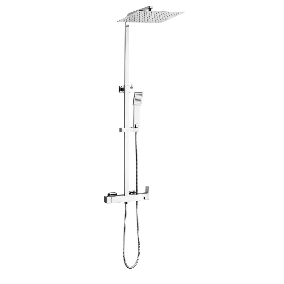 YS34185 Colonne de douche carrée, colonne de douche pluie avec robinet de douche, réglable en hauteur;