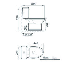 YS22262P Toilette en céramique 2 pièces, toilette à fond creux P-trap