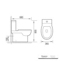 YS22275 Toilette en céramique sans rebord 2 pièces, toilette à fond creux P-trap;