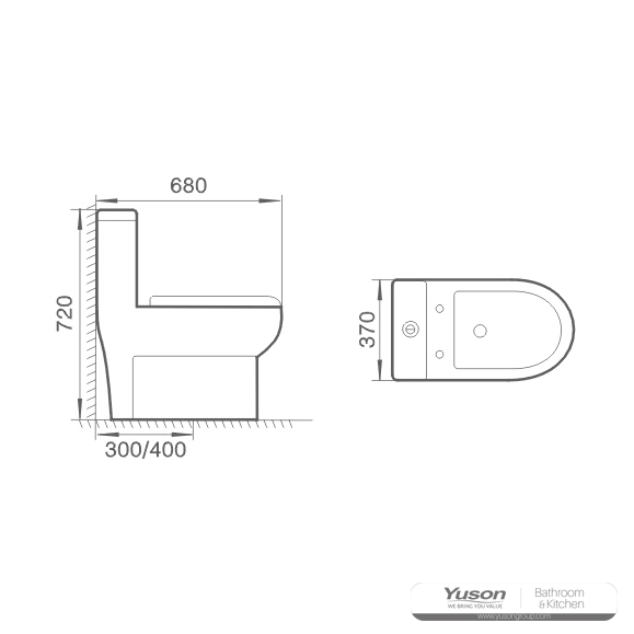 YS24247	One piece ceramic toilet, siphonic;