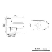 YS24257 Toilette monobloc en céramique, siphonique;