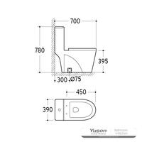 YS24283 Toilette monobloc en céramique, siphonique;