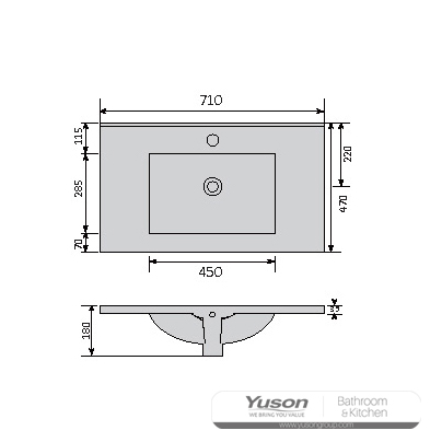 YS27298-70	Ceramic cabinet basin, vanity basin, lavatory sink;