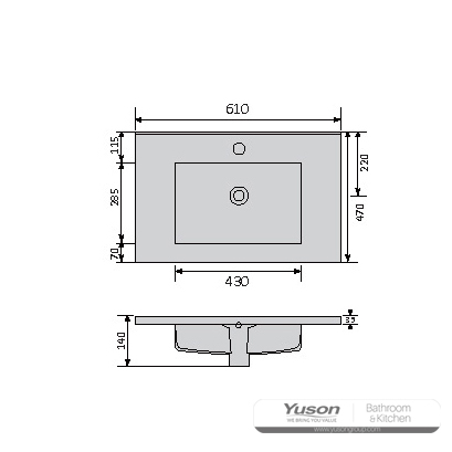 YS27300-60	Ceramic cabinet basin, vanity basin, lavatory sink;