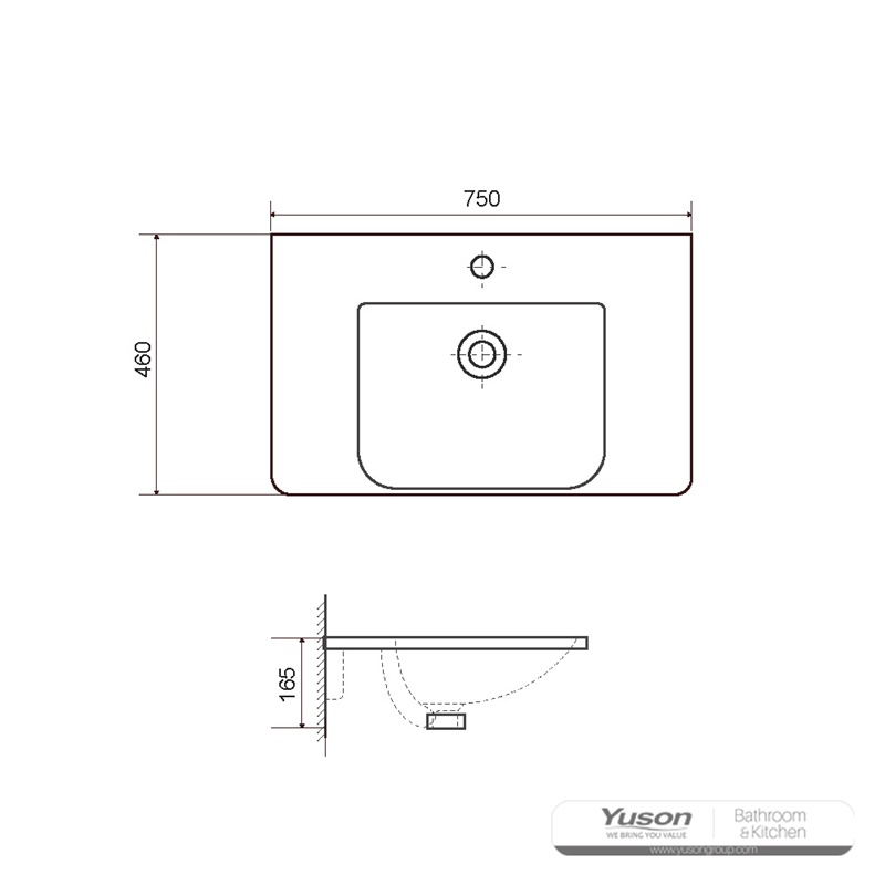 YS27307-75	Ceramic cabinet basin, vanity basin, lavatory sink;