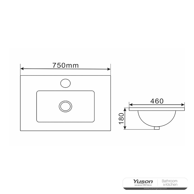 YS27310-75	Ceramic cabinet basin, vanity basin, lavatory sink;