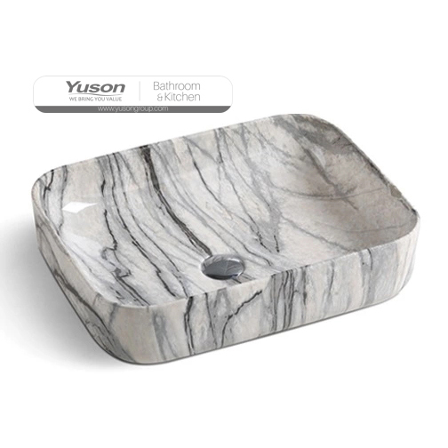 YS28434-MA1 Stone série céramique au-dessus du lavabo, bassin artistique, évier en céramique;