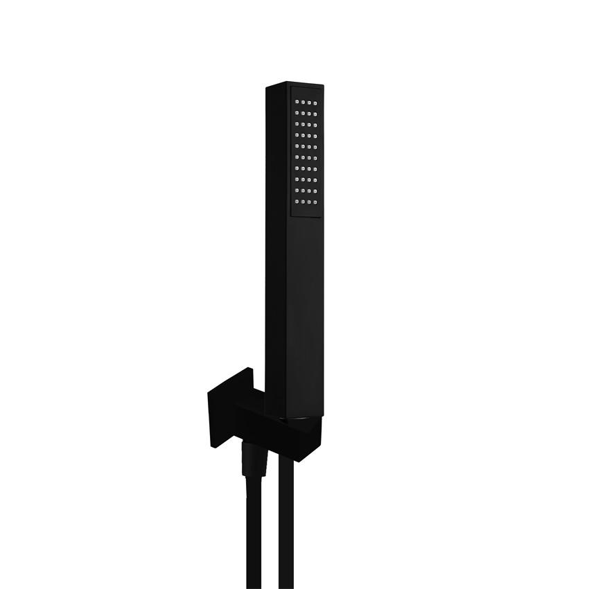 YS31252MB-K2 Kit de douche carré en ABS noir mat, avec support mural et flexible de douche;