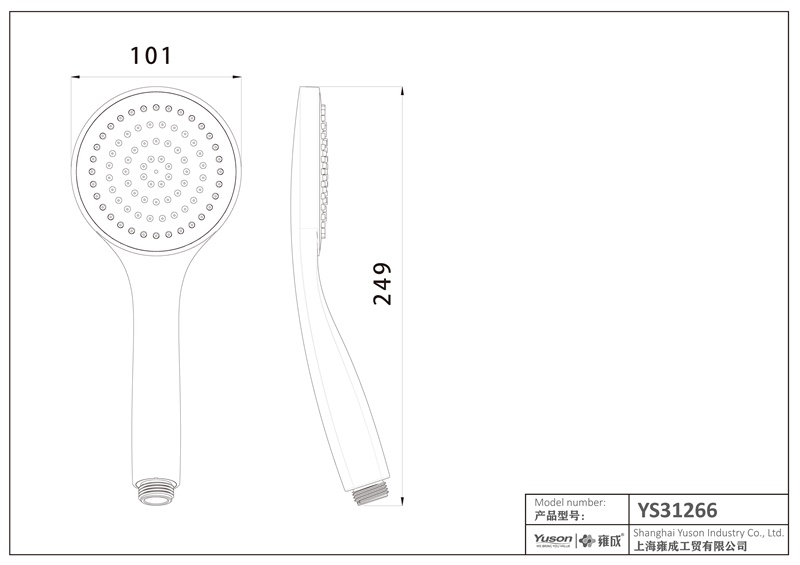 YS31267	ABS handshower, mobile shower, ACS certified;