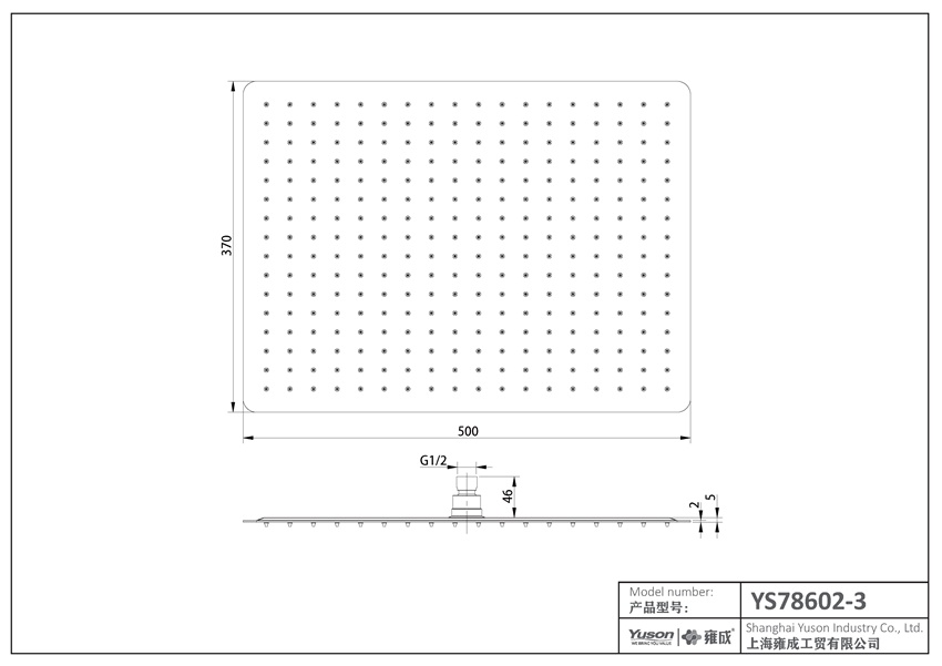 YS78602-3	SUS304 ultra-thin 2mm  shower head, rain shower head;