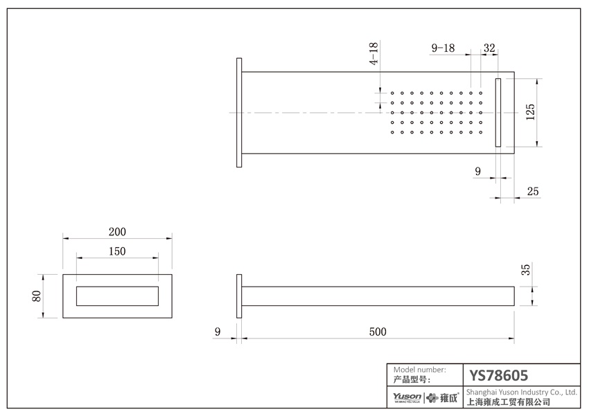 YS78605	SUS304 wall-mounted rain shower head with waterfall;