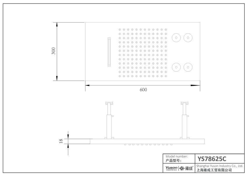 YS78625C	SUS304 rain shower head, 3-function with waterfall, ceiling-mounted;