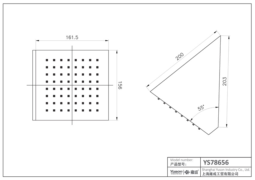 YS78656	SUS304 ceiling-mounted rain shower head with cubic shape design;