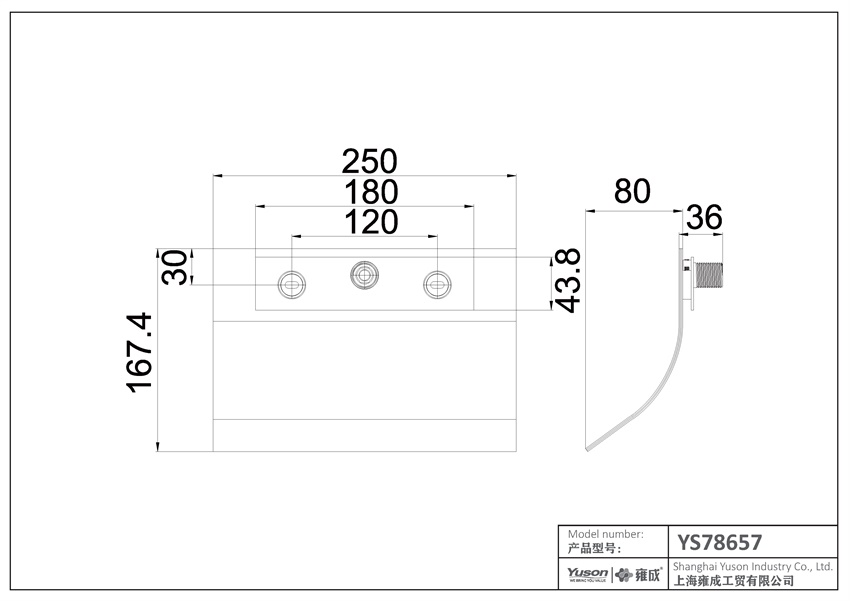 YS78657	SUS304 ceiling-mounted waterfall shower head;