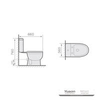 YS22206P Toilette en céramique 2 pièces, WC à fond creux monobloc à siphon en P;