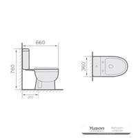 YS22206S Toilette en céramique 2 pièces, toilette à fond creux S-trap à couplage fermé;