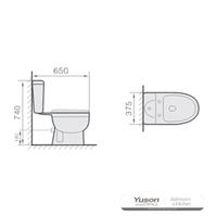 YS22207P Toilette en céramique 2 pièces, WC à fond creux monobloc à siphon P