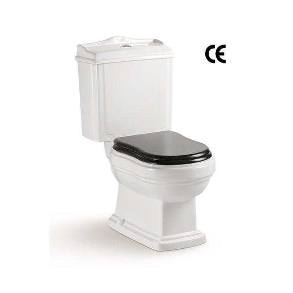 YS22209P Toilette en céramique 2 pièces au design rétro, toilette à fond creux P-trap à couplage fermé;
