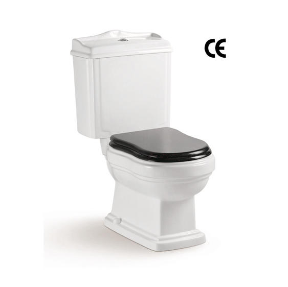 YS22209S Toilette en céramique 2 pièces au design rétro, Toilette à fond creux monobloc à siphon en P;