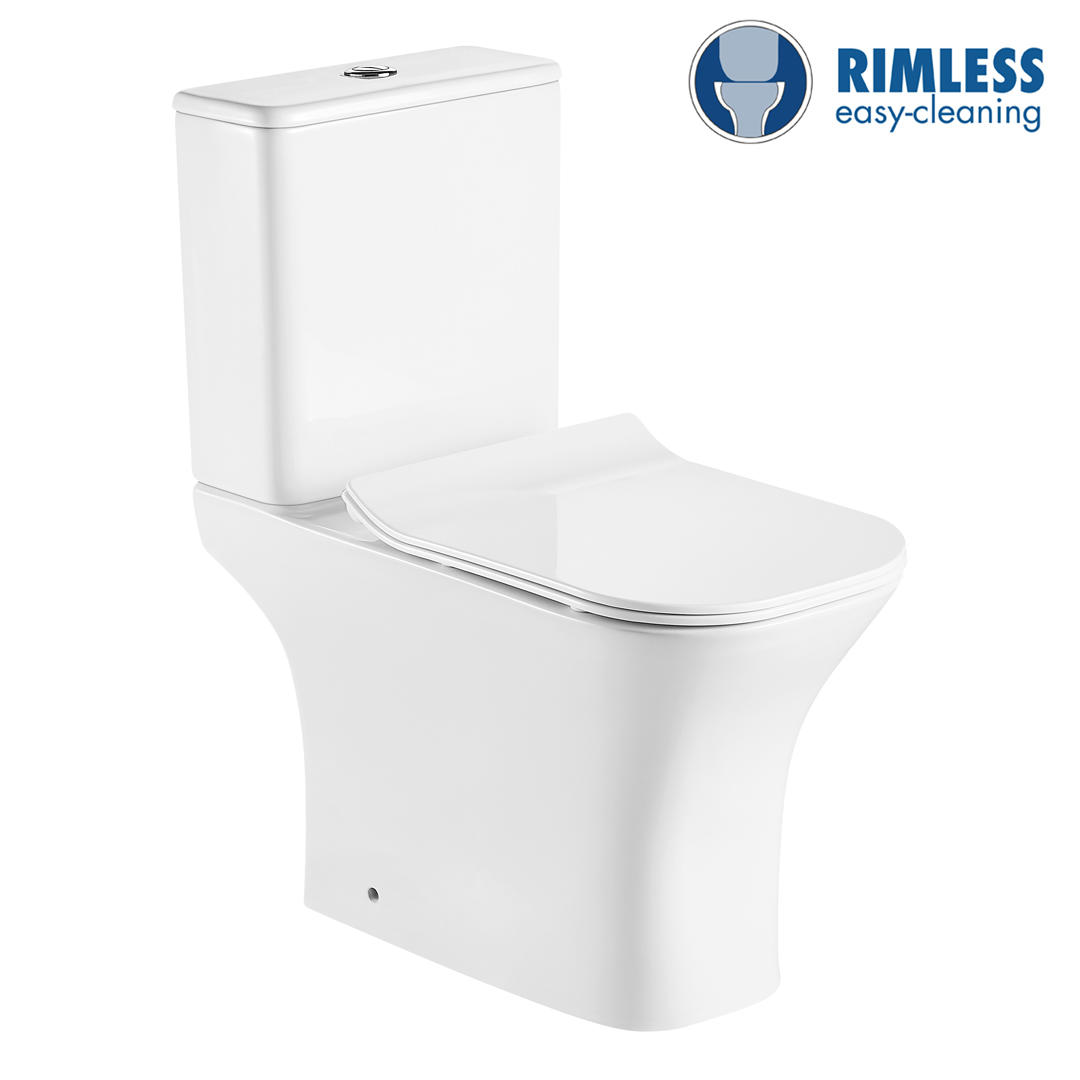 YS22291P Toilette en céramique sans rebord 2 pièces, toilette à fond creux P-trap;