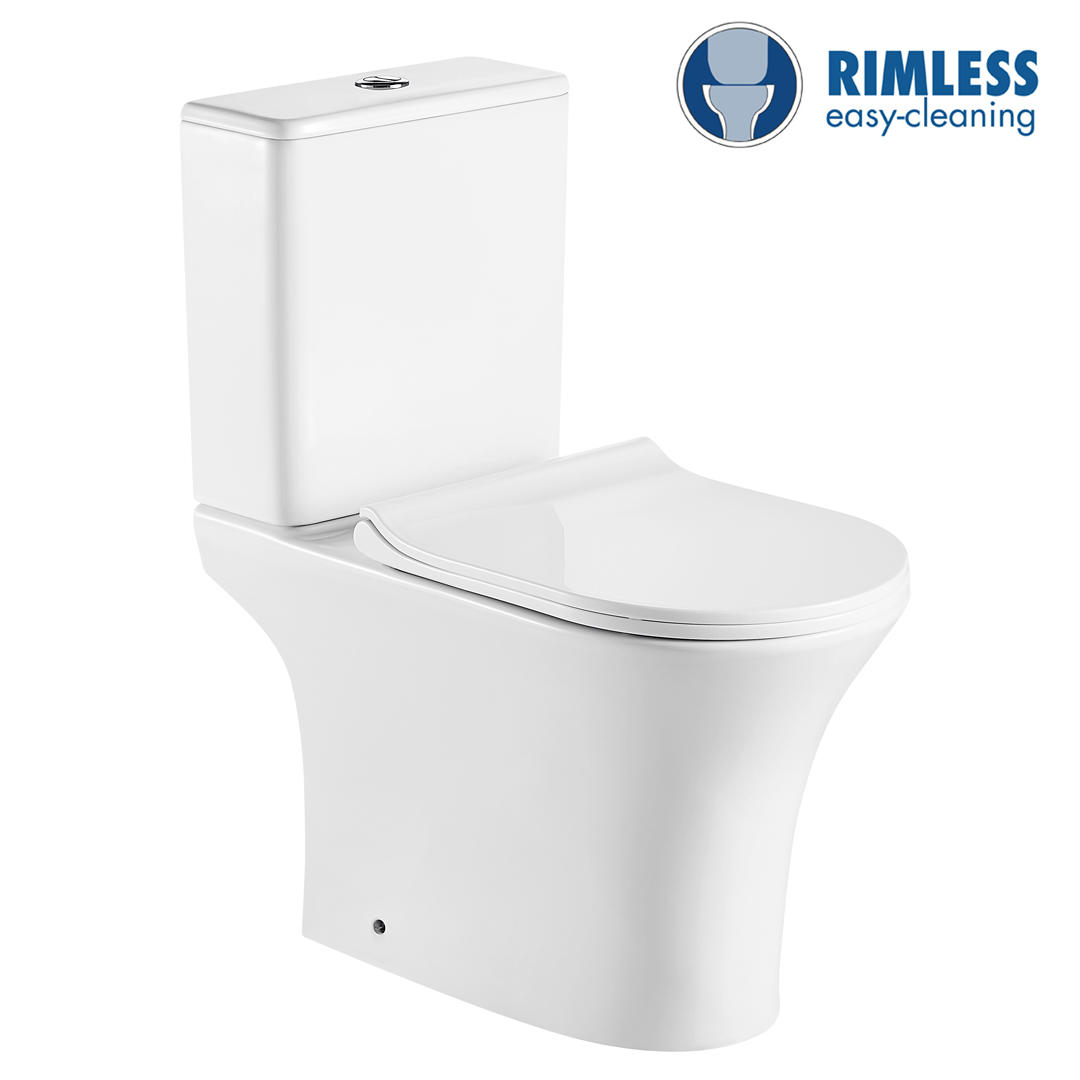 YS22294P Toilette en céramique sans rebord 2 pièces, toilette à fond creux P-trap;