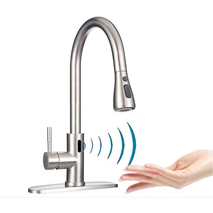 3138 robinet de cuisine sans contact, robinet d'évier, bec rétractable;