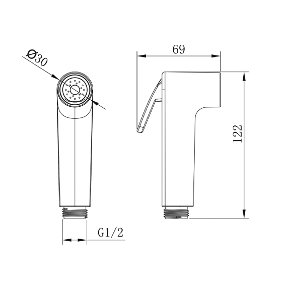 YS36075 ABS shataff, pulvérisateur de bidet de toilette en acier, pulvérisateur de bidet de tuyau de toilette