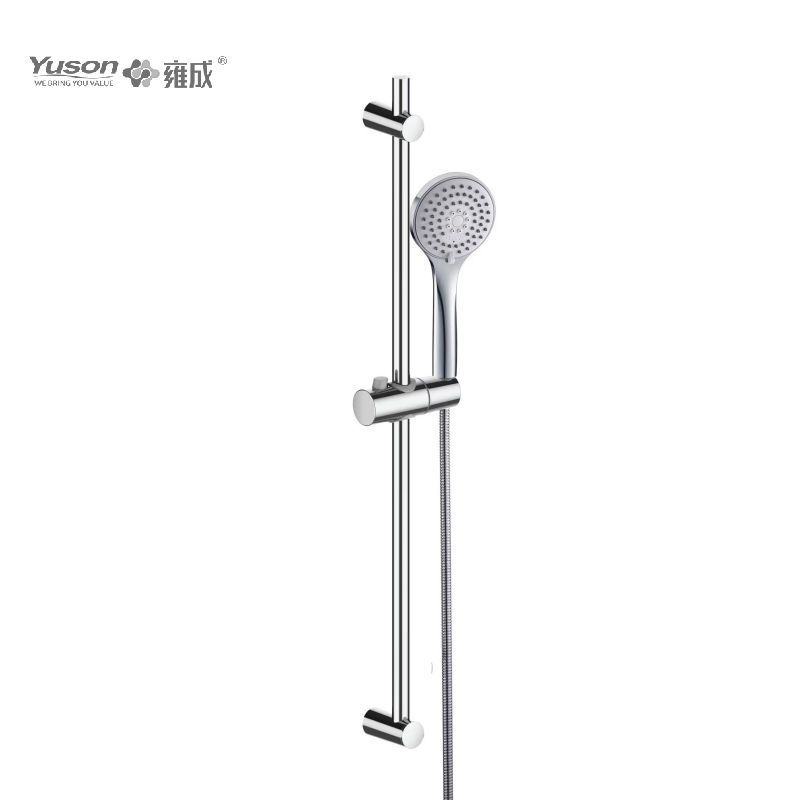 YS33279A Ensemble de douche coulissant ø19 mm, barre coulissante en acier inoxydable, douchette à main 3 fonctions, flexible de douche en acier inoxydable de 1,5 m, avec porte-savon