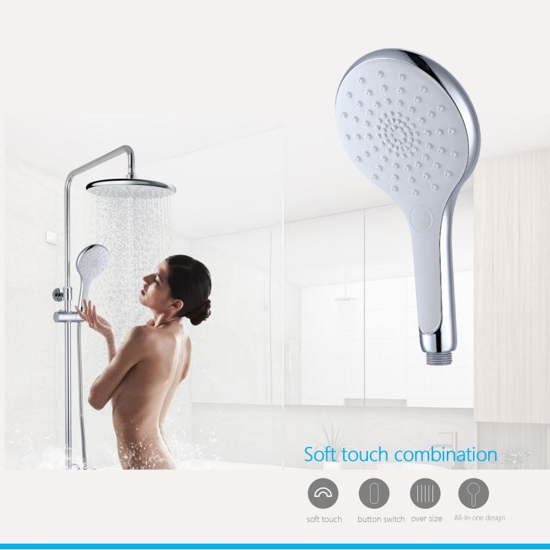 Ensemble de douche coulissant YS33135 ø22mm, barre coulissante en acier inoxydable, douchette à main 3 fonctions, visage doux, tuyau de douche en acier inoxydable de 1.5m