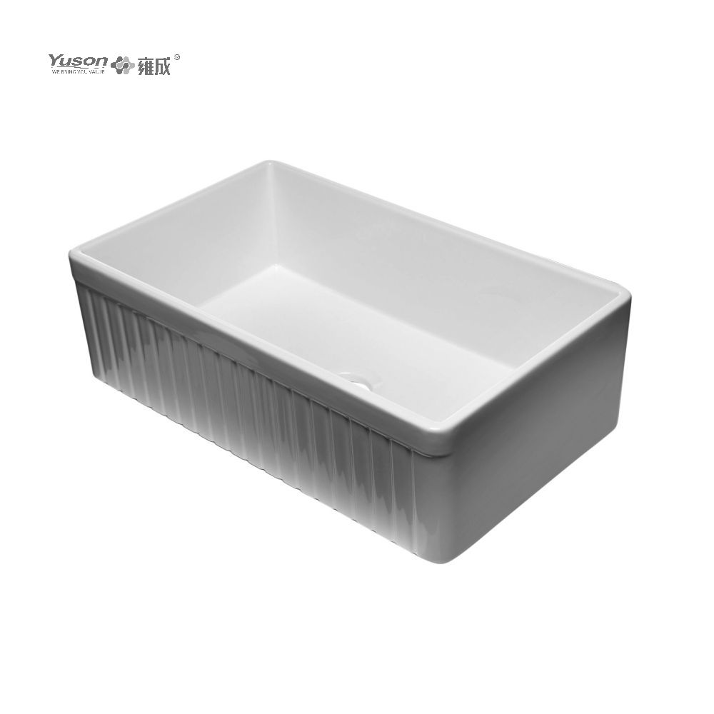 YS27104-3318 33x18 pouces, bol simple le plus vendu FFC, tablier de cuisine en argile réfractaire fine, évier de cuisine avant en argile réfractaire fine, évier de cuisine en porcelaine