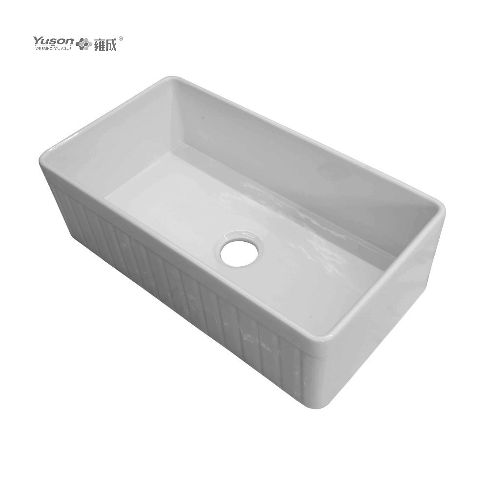 YS27104-3318 33x18 pouces, bol simple le plus vendu FFC, tablier de cuisine en argile réfractaire fine, évier de cuisine avant en argile réfractaire fine, évier de cuisine en porcelaine