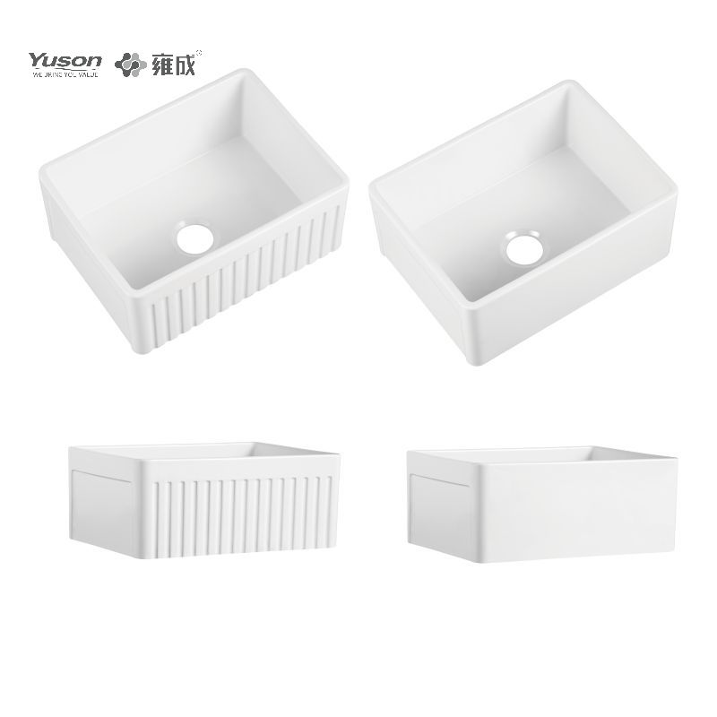 YS27110-2418 24x18 pouces fabricant VC tablier en porcelaine vitrifiée évier de cuisine avant bol simple grande taille de couleur blanche