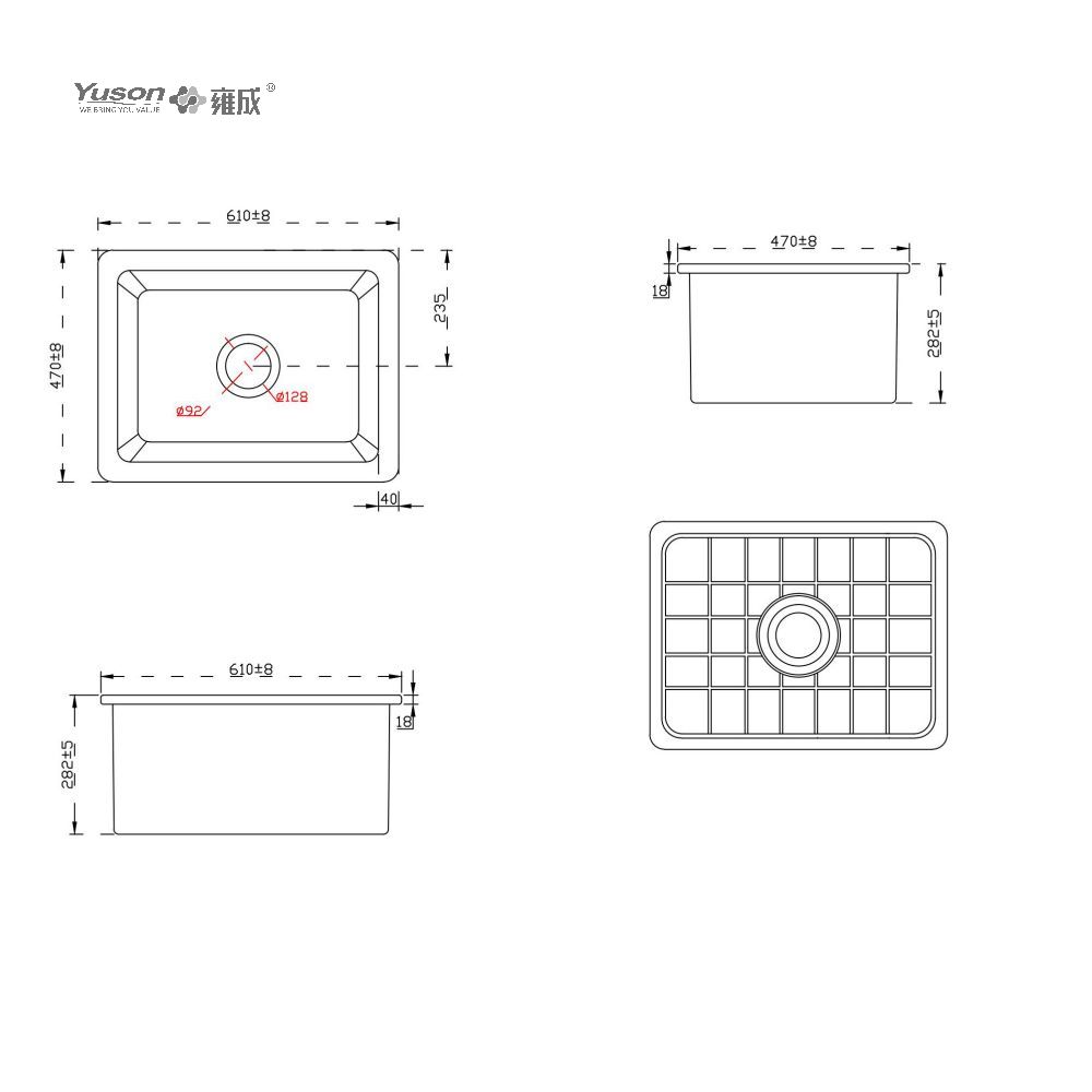 YS27106W-2419 Évier de cuisine avant à tablier en argile réfractaire fine FFC, bol simple le plus vendu de 24x19 pouces, pour décor d'évier de cuisine de ferme