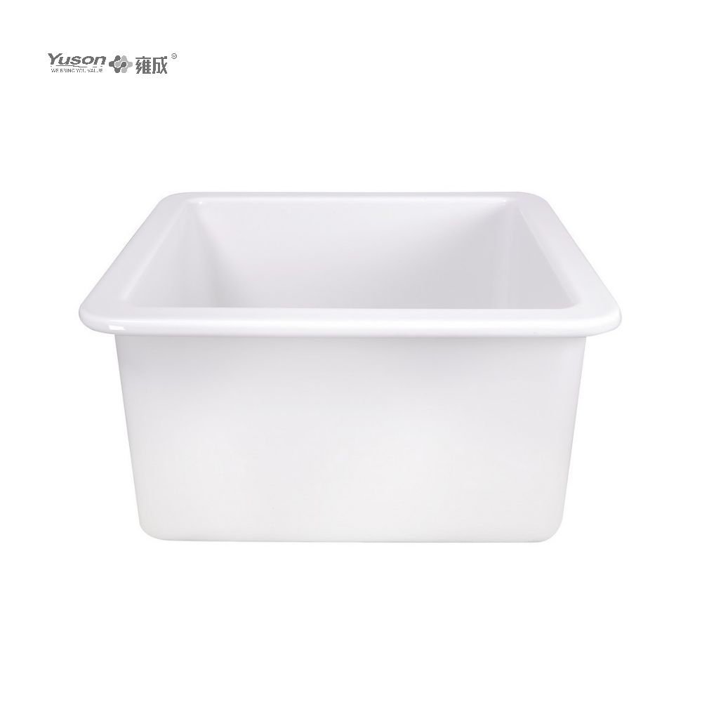 YS27106W-18S évier de cuisine avant à tablier en argile réfractaire fine FFC à bol simple carré de 18x18 pouces, évier de ferme, évier de salle de bains