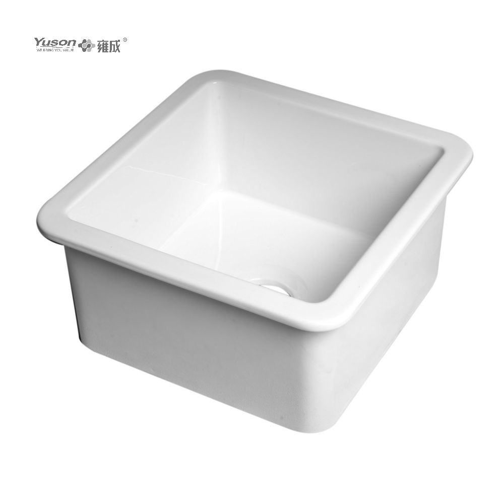 YS27106W-18S évier de cuisine avant à tablier en argile réfractaire fine FFC à bol simple carré de 18x18 pouces, évier de ferme, évier de salle de bains