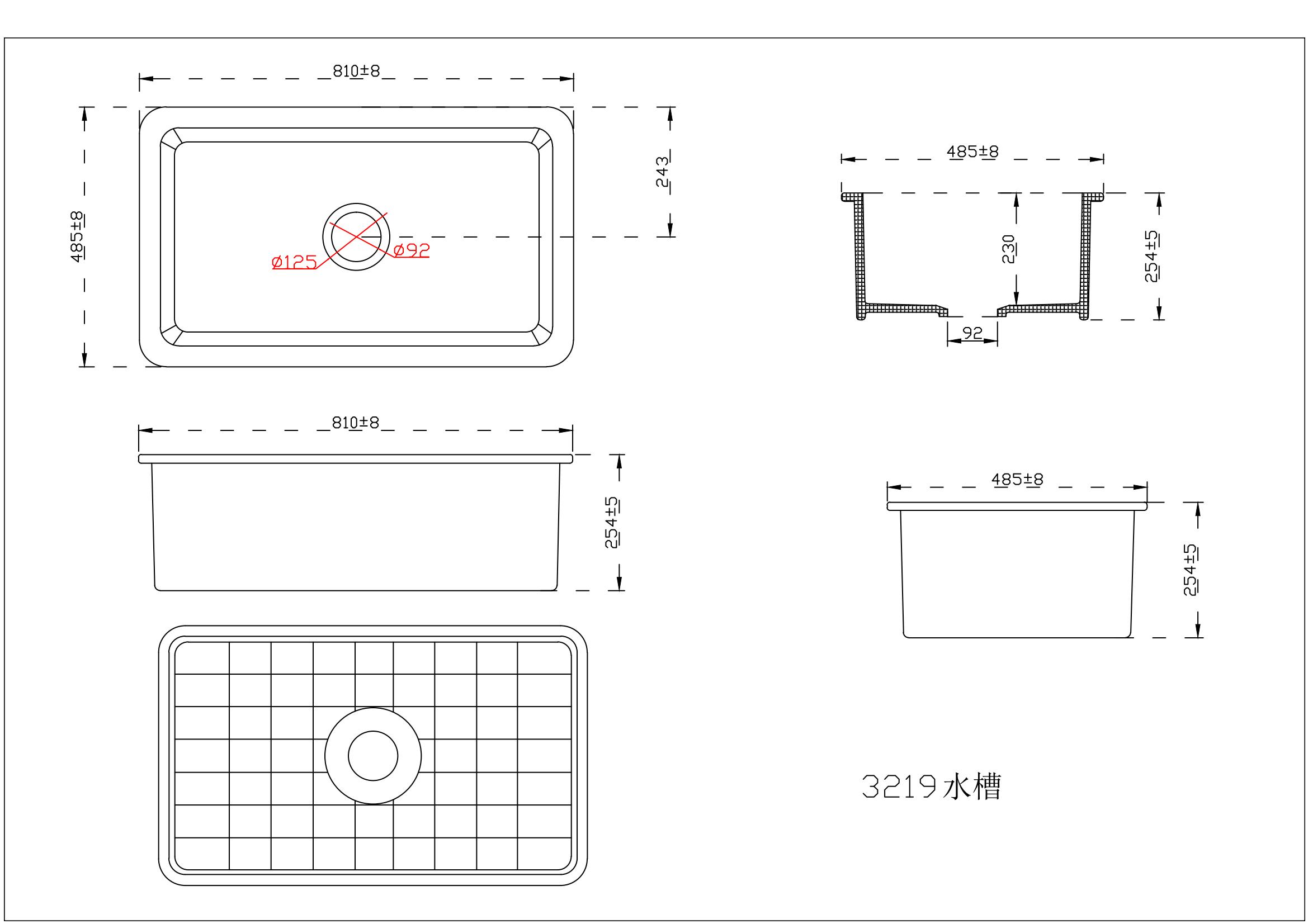 YS27106W-3219 évier de cuisine avant à tablier en argile réfractaire fine FFC à cuve unique de 32x19 pouces, évier de ferme en céramique