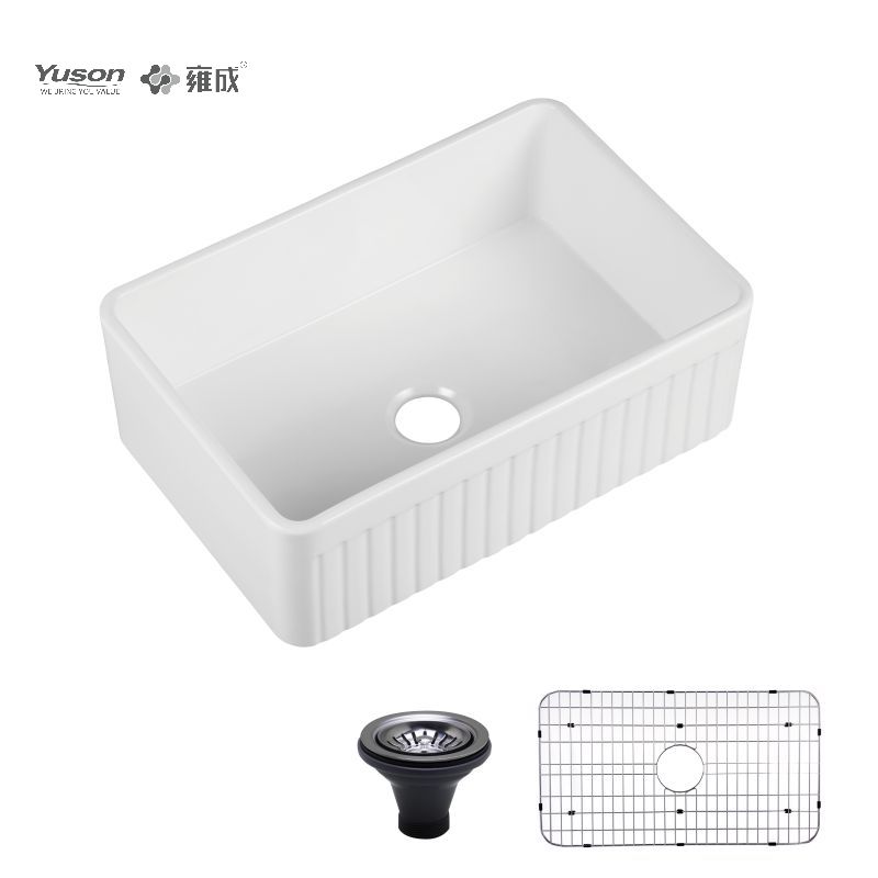 YS27111-3020 30x20 pouces le plus vendu bol simple VC tablier en porcelaine vitrifiée évier de cuisine avant pour décor de cuisine de ferme