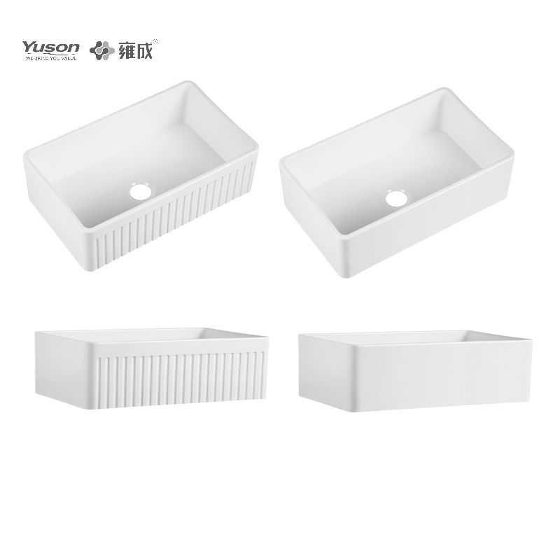 YS27111-3320 33x20 pouces en gros simple bol VC tablier en porcelaine vitreuse avant évier de cuisine pour décor d'évier de ferme