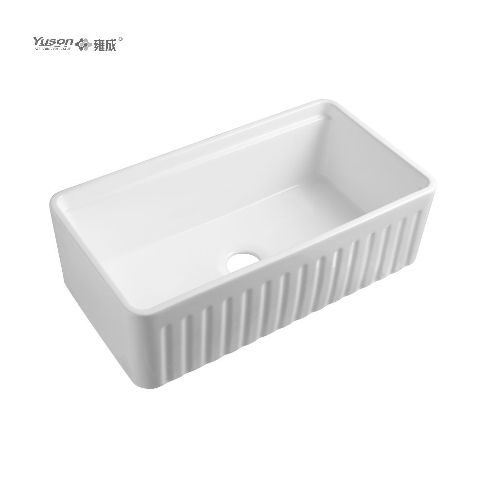 YS27121-3318 33x18 pouces fabricant bol simple VS tablier en porcelaine vitrifiée évier de cuisine avant évier de cuisine de ferme avec égouttoir et bloc à découper