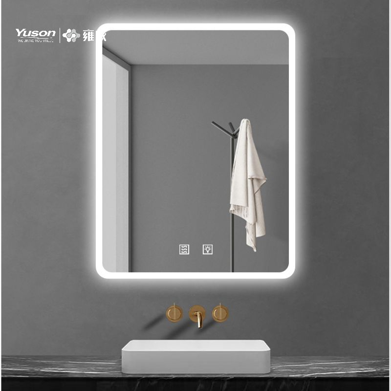 Miroir de salle de bains de forme rectangulaire moderne YS57103, miroir LED, miroir LED sans buée