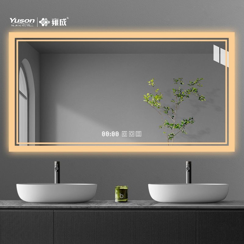 Miroir de salle de bains de forme rectangulaire moderne YS57103, miroir LED, miroir LED sans buée