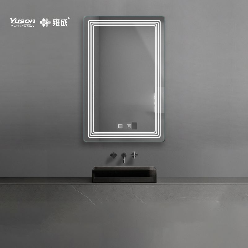 Miroir de salle de bains de forme rectangulaire moderne YS57104, miroir LED, miroir LED antibuée