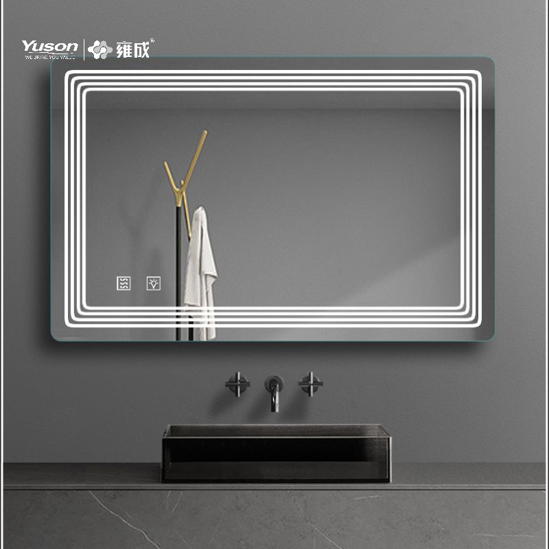 Miroir de salle de bains de forme rectangulaire moderne YS57104, miroir LED, miroir LED antibuée