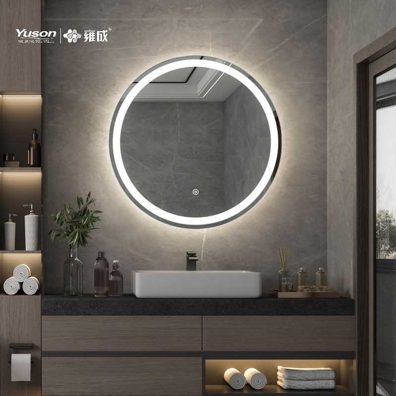 Miroir de salle de bains LED de forme ronde moderne YS57202, miroir LED sans buée,