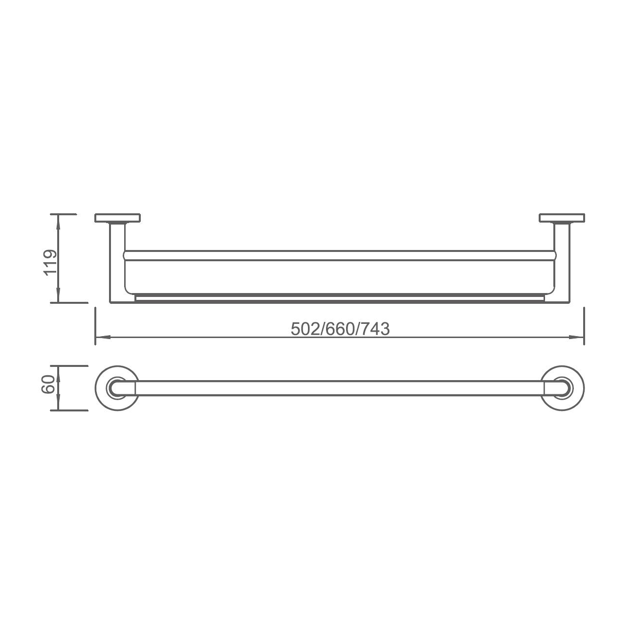 10224D Accessoires de salle de bains élégants Porte-serviettes double en laiton de 24 po