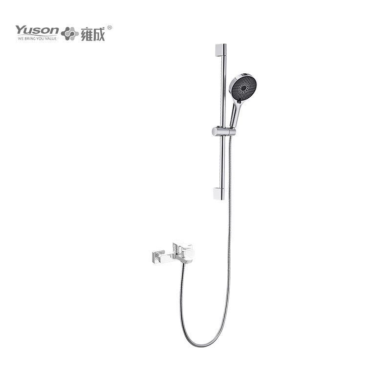 3080-10K2 Mitigeur bain/douche eau chaude/froide mural en laiton avec pomme de douche et barre coulissante