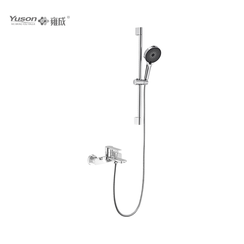 3378-10K2 Mitigeur bain/douche eau chaude/froide mural en laiton avec pomme de douche et barre coulissante